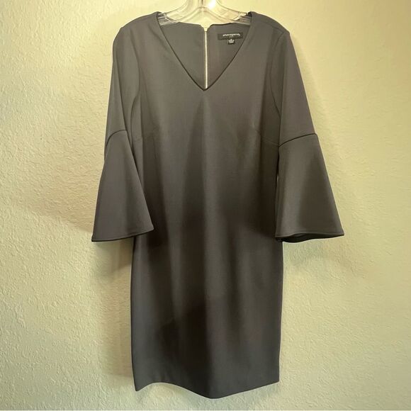 Sharagano dark, gray, bell sleeve dress 🖤EUC 🖤 Size 6 - Picture 1 of 7